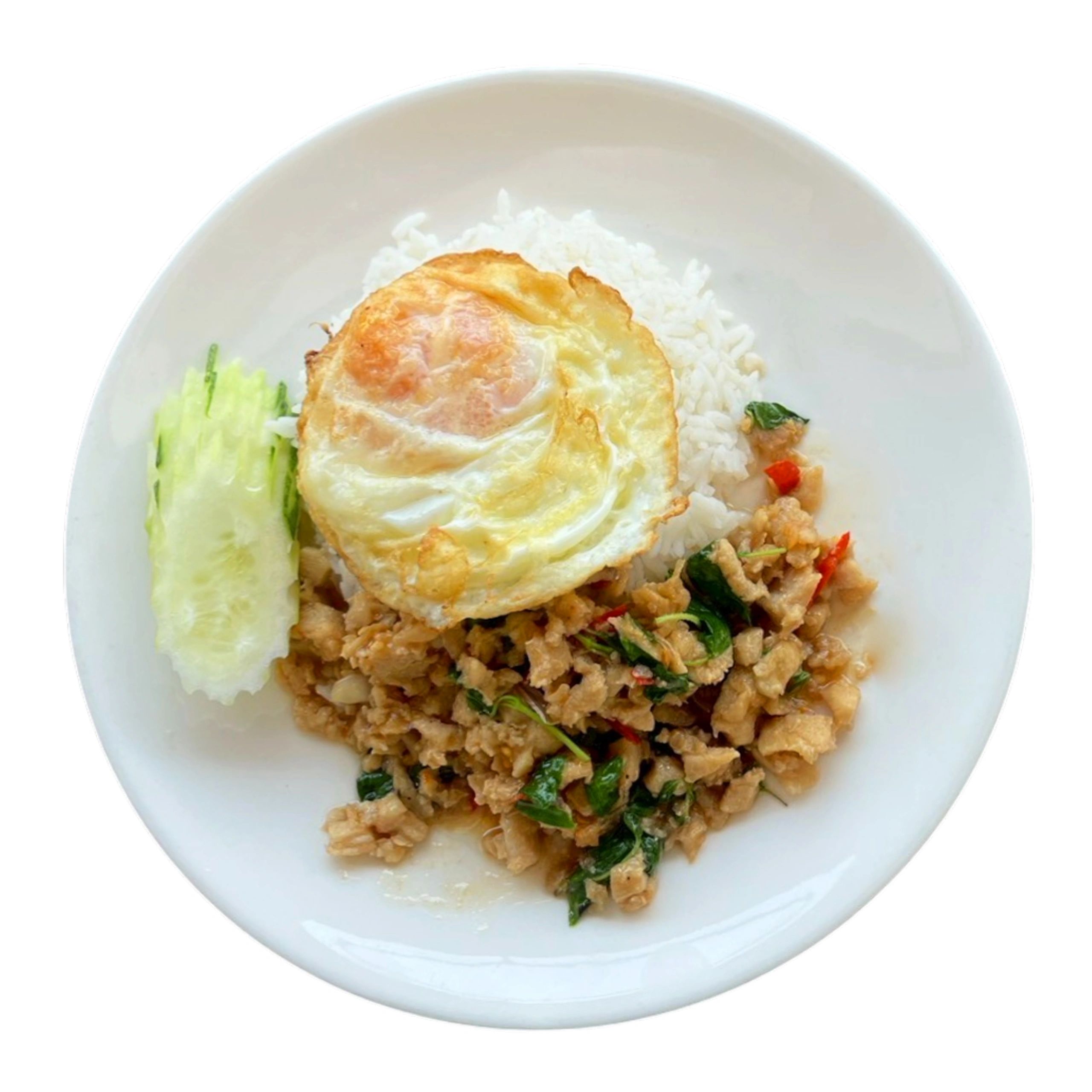 Thai basil chicken with fried egg